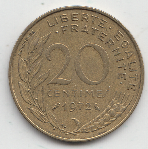 France 20 Centimes 1972 as shown - Picture 1 of 2
