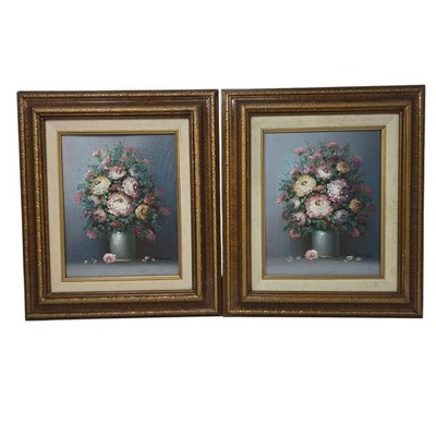 Robert Helman Floral Oil Paintings 8X10 Canvas Heavy Texture 3D Still Life Art