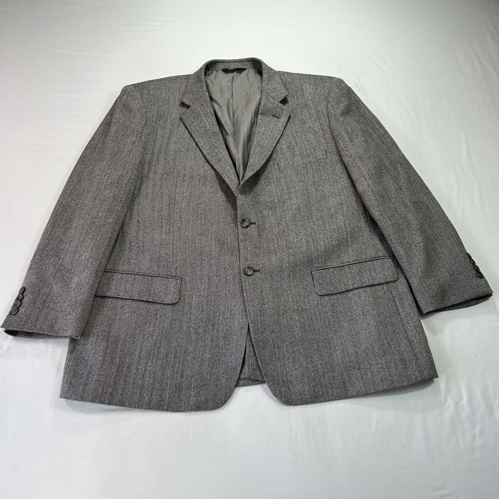Joseph & Feiss Gold Blazer Mens 48 Regular Herringbone Wool Sport Coat Jacket