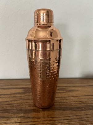 Hammered Copper Cocktail Shaker By Twine Built In Strainer 10  Tall-Shows Wear