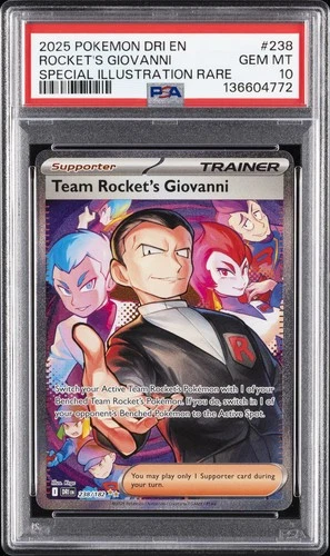 2025 POKEMON DRI EN-DESTINED RIVALS #238 TEAM ROCKET'S GIOVANNI PSA 10