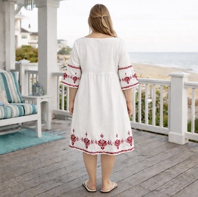 Tommy Bahama Women's St. Lucia Embroidered Linen-Blend Maxi Dress - White - Size XL Tommy Bahama Women's St. Lucia Embroidered Linen-Blend Maxi Dress - White - Size XL