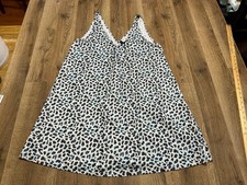 M Dress, Women's Size Large Black Blue Peach White, Animal Print, V-neck