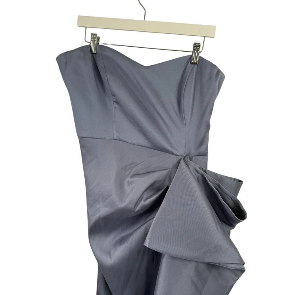 Vestido Badgley Mischka Mikado Volantes Sin Tirantes Púrpura Parte Cóctel LEER Mujer 16 Foto 4 de 4