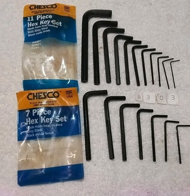2pc CHESCO #88024-11PC×#88022-7PC ''ALLOY STEEL '' HEX KEY SET SAE USA  