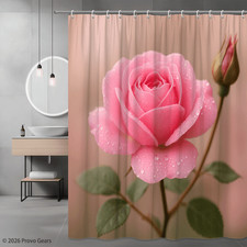 Beautiful Pink Rose Shower Curtain for Bathroom Decor