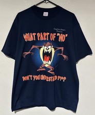 Vintage Tasmanian Devil Shirt XL Blue 1996 Taz Warner Bros Cartoon R11