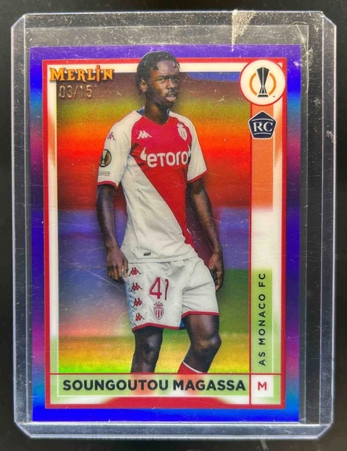 2022 Topps Merlin Chrome UEFA Soungoutou Magassa RC Purple Refractor #/15 Monaco