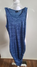 Womens Blue Tank Dress Bodycon Textured Side Sz Medium Casual 