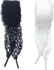 2 Pairs Lace Shoelaces 3cm Wide Black White for Sneakers Women