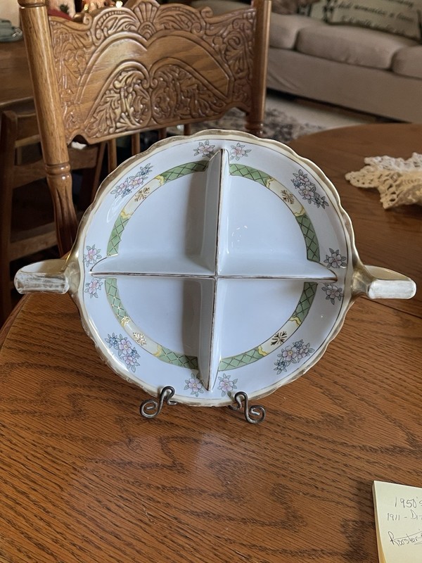 1911 Porcelain Divided Dish, Nippon Hand Painted With Some Gold Gild