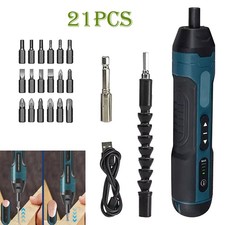 21Pcs 3.6V Electric Cordless Screwdriver Adjustable Torque Screwdriver USB UK