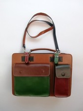 Damen Herren Aktentasche Handtasche ECHT LEDER Umhängetasche Made in Italy
