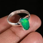 Ethiopian Green Opal Gemstone 925 Sterling Silver Handmade Jewelry Ring Gift For