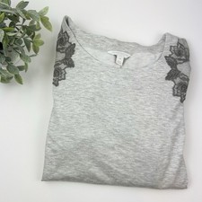 Charter Club Women's Floral Embroidered Pajama Set Grey Size Small