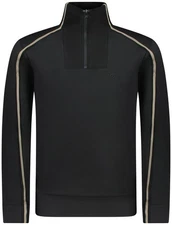 Hugo Boss Small Logo Cotton Blend Quarter Zip Sweatshirt Black Shadow Top