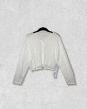 White DAZY casual solid colour open front cropped cardigan