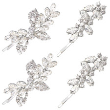4 Pcs Rhinestone Bridal Hair Clip Leaf Wedding Hairpin Bride Crystal Hair Barret