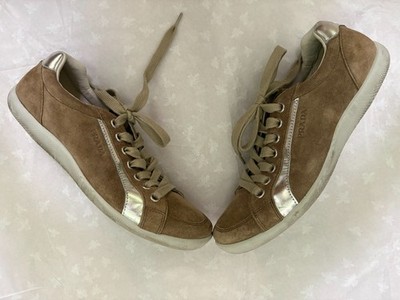 Prada Brown Suede Milano Low Sneakers Style 4E18356 Size US 6 M/ 7.5 W