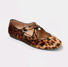 A New Day Tamsin Leopard Print Flats Mary Jane - Cheetah Tasmin - Choose Size