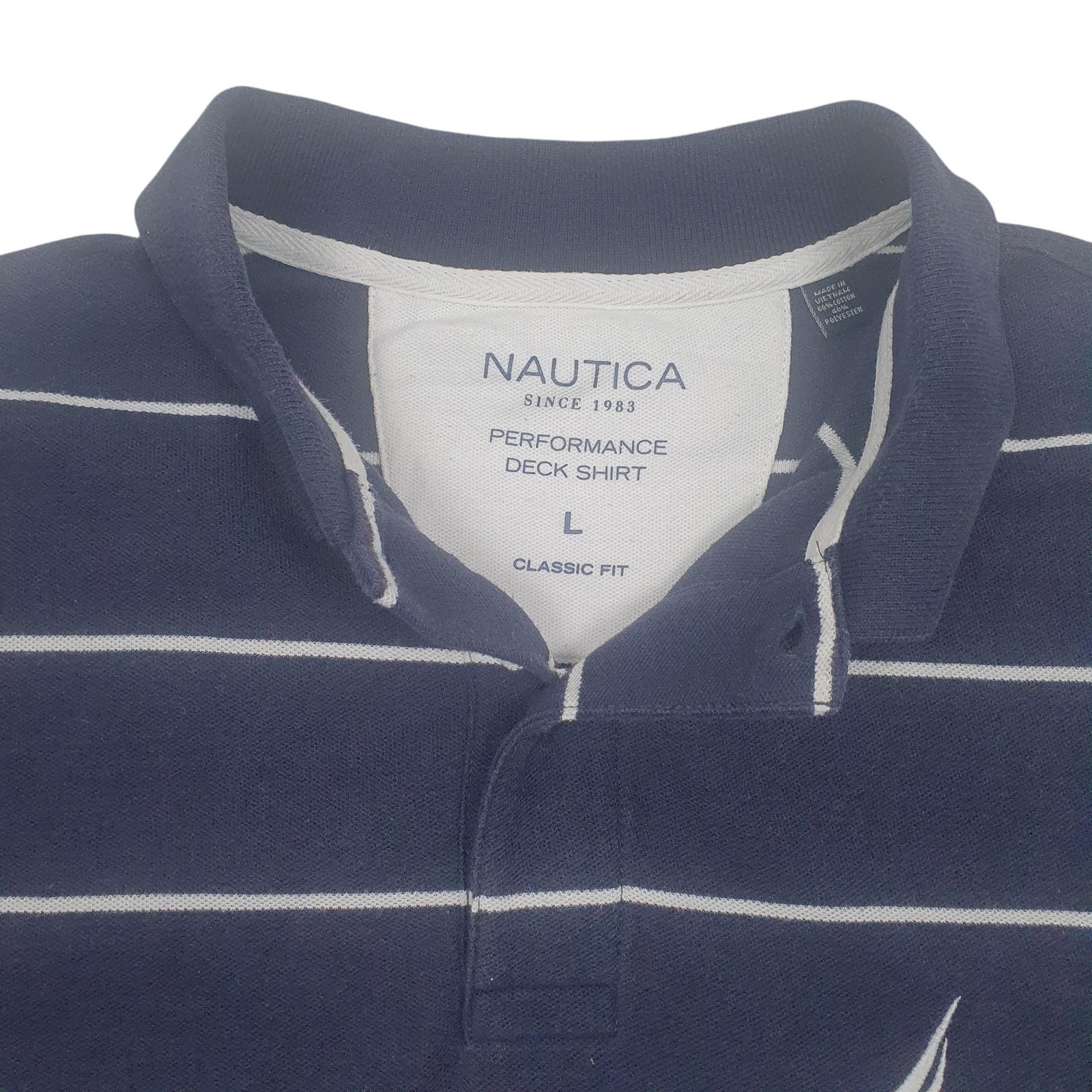 NAUTICA Navy Polo Shirt Performance Deck Shirt Short Sleeve Cotton Mens L image 2