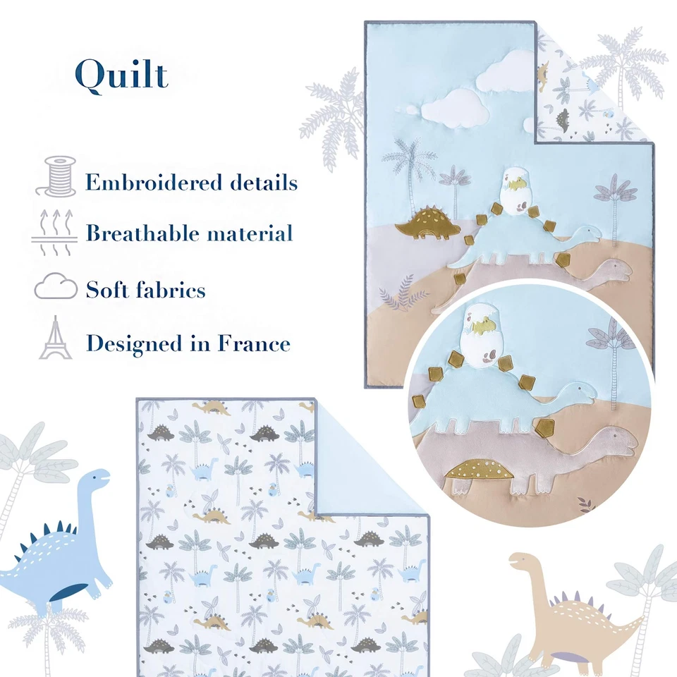 Juego de Cama Dinosaurio para Niños - Juego de 6 Piezas Incluye Manta Dino, 2 Ajustables S... Foto 4 de 4