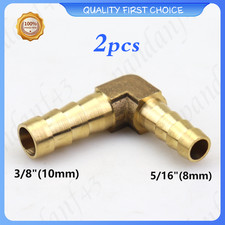 2Pcs 5/16" x 3/8"(8mm x 10mm) 90 Elbow Brass Hose Barb Pipe Gas Fuel Connector