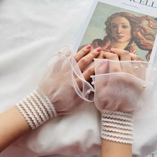 New Mesh Pearl Fake Cuff Detachable White Black Wrist Cuff False Sleeve Cuffs Na