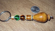 KEYRING KEY CHAIN gem stone bead brown GEMSTONE BEADS c africa art jewelry
