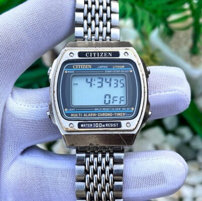 Vintage Citizen Digital LCD Multi Alarm-Chronograph Japan Made Men
