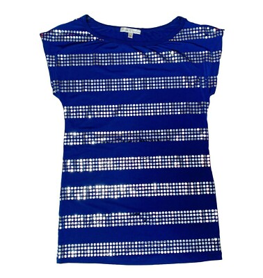 SMALL Moa Moa Blue with Silver Shiny Dots Slim Fit Top EXCELLENT CONDITION