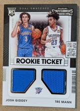 2021-22 PANINI CONTENDERS ROOKIE TICKET DUAL SWATCHES #4 JOSH GIDDEY TRE MANN 