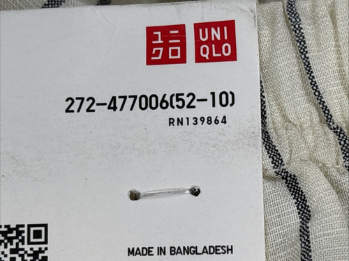 Uniqlo Linen Blend Easy Pant Womens Pleated Drawstring Striped Size XS - Picture 5 of 14