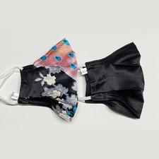 2-pack Mulberry Silk Face Mask Silk Face Masks Floral Black Washable Face Mask