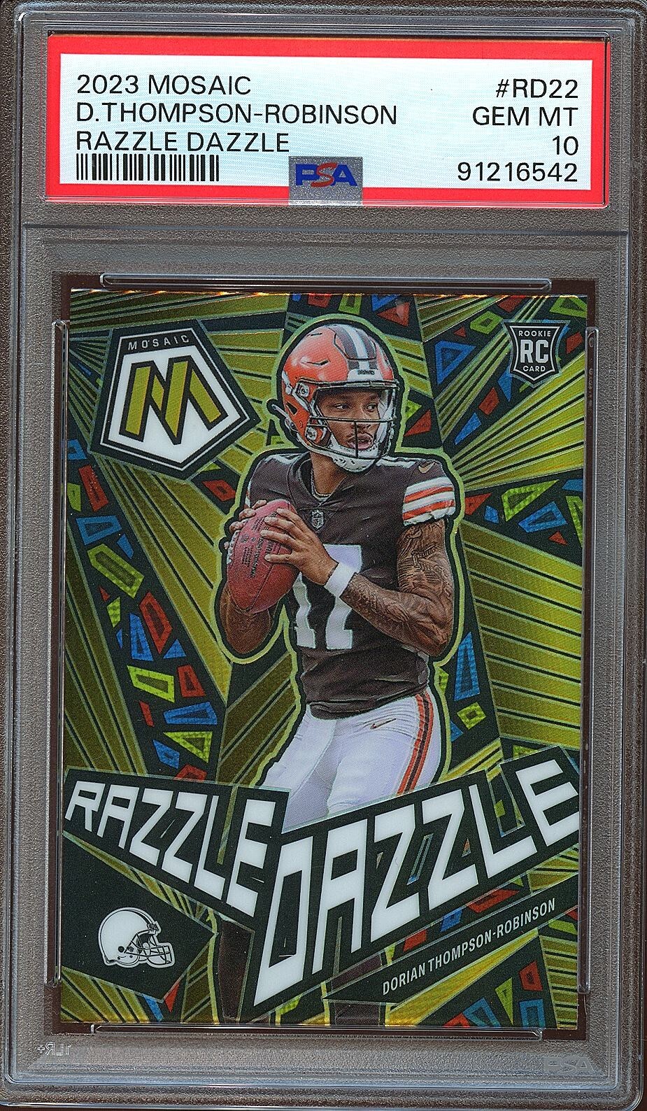 Dorian Thompson-Robinson 2023 Mosaic Razzle Dazzle SSP RC Browns CASE HIT PSA 10