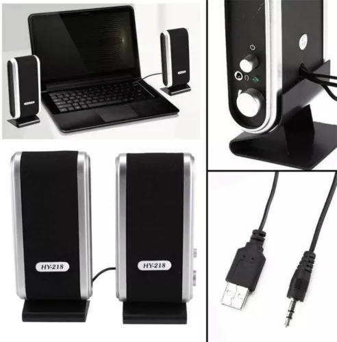 USB Power Wired Computer Speakers Stereo 3.5mm Jack For Desktop PC Laptop New
