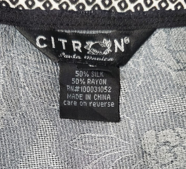 Citron Santa Monica Floral Silk Blend Cold Shoulder Top Size Large Ruched Sleeve