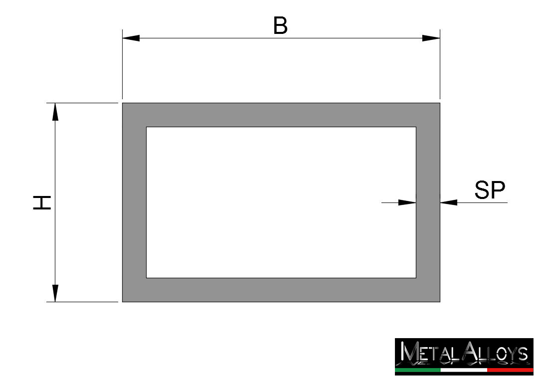B&T Metall Tube carré en acier - 35 x 35 x 2 mm - Longueur de 500 mm