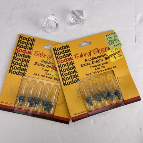 Kodak Color of Christmas 2 Packs Extra Bright Bulbs K71251 5x2.5V Clear New - Picture 1 of 3