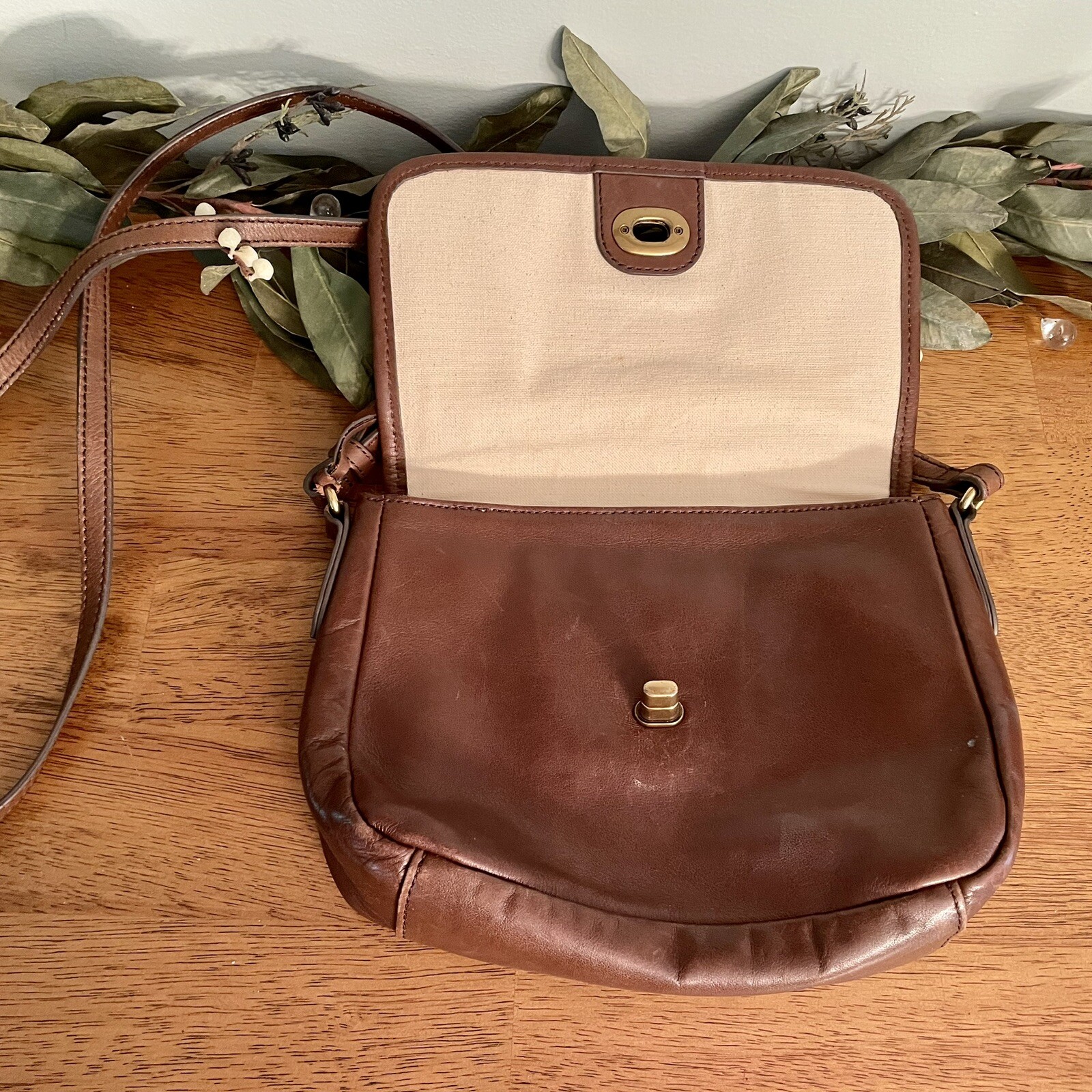 Margot Genuine Leather Fold Over Crossbody Bag Adjustable Strap Soft