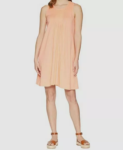 Mod o doc Womens Orange Supreme Sleeveless Pleated Jersey Tank Dress Size M