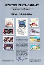 K&Uuml;NSTLER-ERSTTAGSBLATT   B  1990/03   "  100 JAHRE FREIE VOLKSB&Uuml;HNE "  BERLIN