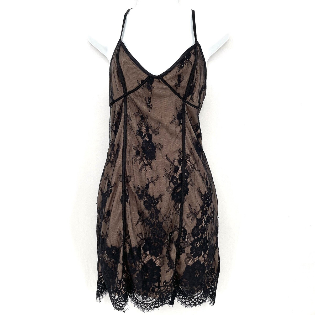 Tiger Mist Floral Lace Up Mini Slip Dress Sz L Black Lined Sexy Clubwear |  eBay