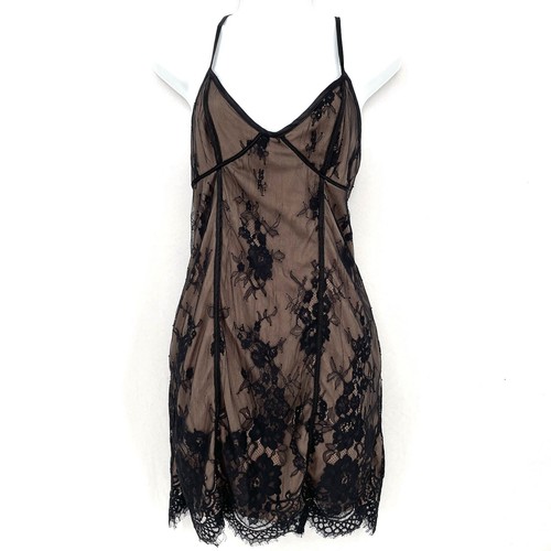 Tiger Mist Floral Lace Up Mini Slip Dress Sz L Black Lined Sexy Clubwear