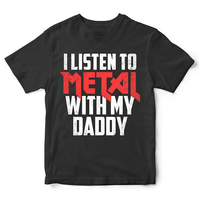 Jungen T-Shirt I Listen To Metal With My Daddy Rock Musik Geburtstag Geschenkidee Heavy