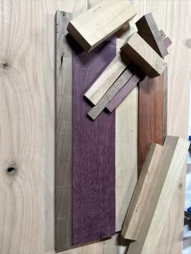 Box of Mixed Domestic & Exotics Wood Scrap Craft Carving Short Lumber Cut Boards