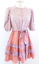 Ann Taylor Floral Print Ruffle Tiered Flared A Line Shift Swing Dress Peasant 4