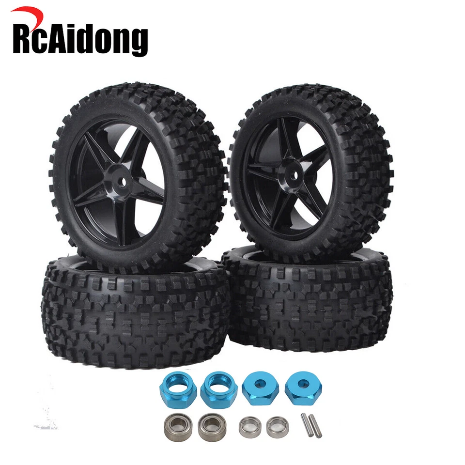 1/10 Buggy Tires W/Wheels Hex for Tamiya TT-02B DT02 HSP HPI Wltoys Off-Road Car - Image 4 of 4