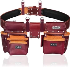 Electrician Tool Pouch Framers Leather Tool belt for Carpenter 17 pockets bag