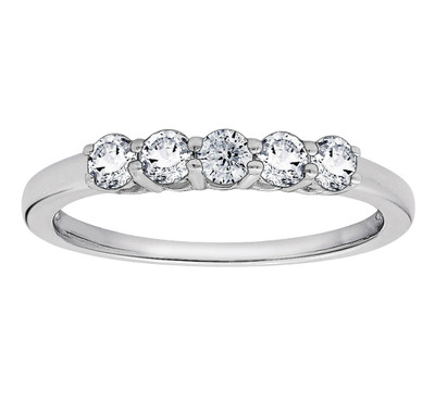 0.75 CT Round Lab Created Diamond Five Stone Women's Ring 14K White Gold Plated